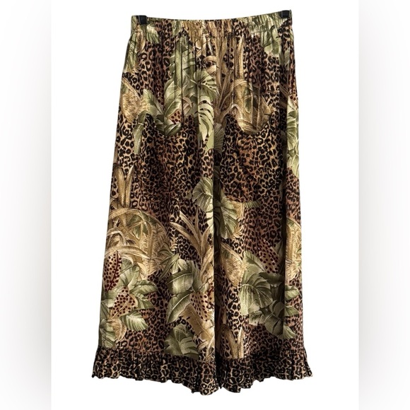 Unbranded Made in Texas Leopard Print BOHO Stretch Pockets Midi Skirt Size Small - Picture 6 of 13